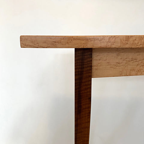 Maple and black walnut console table by fine furniture maker Lynn Pittinger at Cottage Curator Sperryville VA Art Gallery