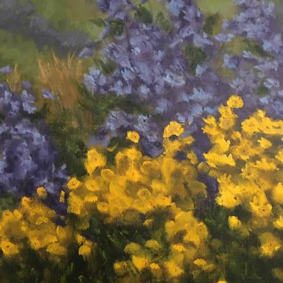 Asters and Coreopsis by Kathy Chumley at Cottage Curator - Sperryville VA Art Gallery