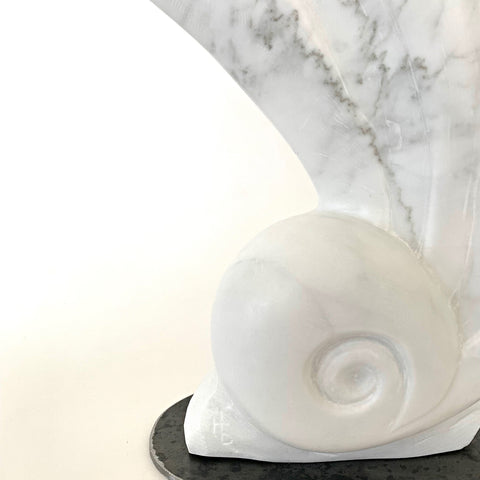 Carrera Bianca Marble sculpture by Robert Bouquet at Cottage Curator - Sperryville VA Art Gallery