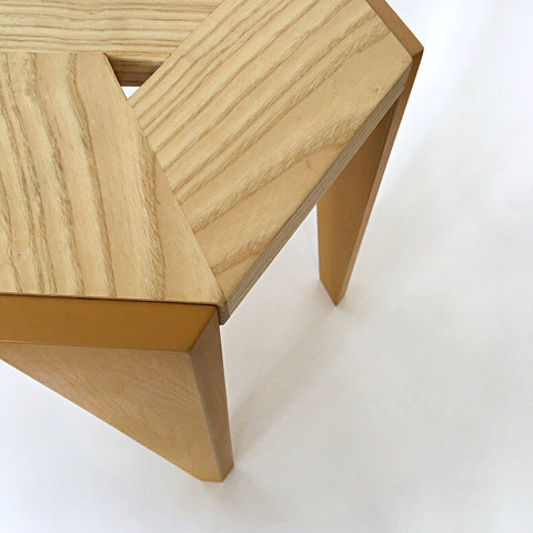 Detail of Three-legged hexagonal topped table by Christina Boy at Cottage Curator - Sperryville VA Art Gallery