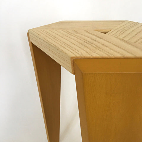 Detail of Three-legged hexagonal topped table by Christina Boy at Cottage Curator - Sperryville VA Art Gallery