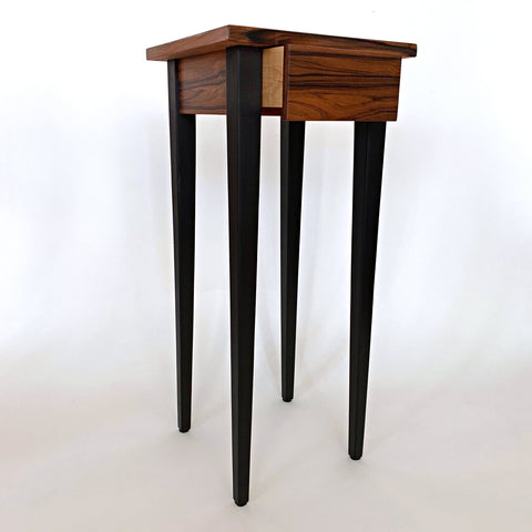 Accent table in Bolivian rosewood and maple with drawer by Lynn Pittinger at Cottage Curator - Sperryville VA Art Gallery