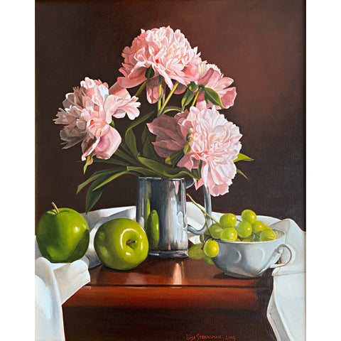 Peonies in Pewter Mug