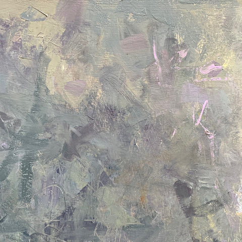 Detail of abstract gestural painting of skies during a passing storm by Priscilla Whitlock at Cottage Curator - Sperryville VA Art Gallery