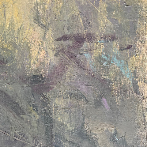 Detail of abstract gestural painting of skies during a passing storm by Priscilla Whitlock at Cottage Curator - Sperryville VA Art Gallery