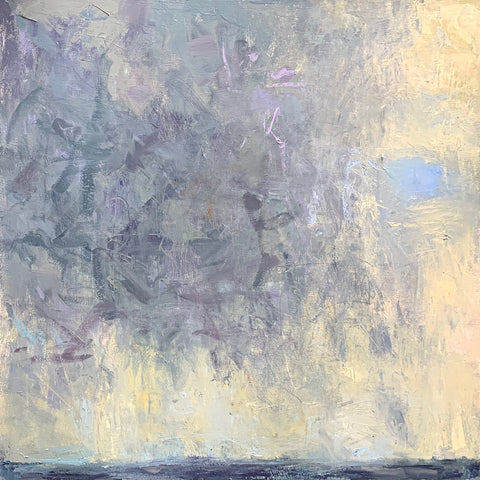 Abstract gestural painting of skies during a passing storm by Priscilla Whitlock at Cottage Curator - Sperryville VA Art Gallery